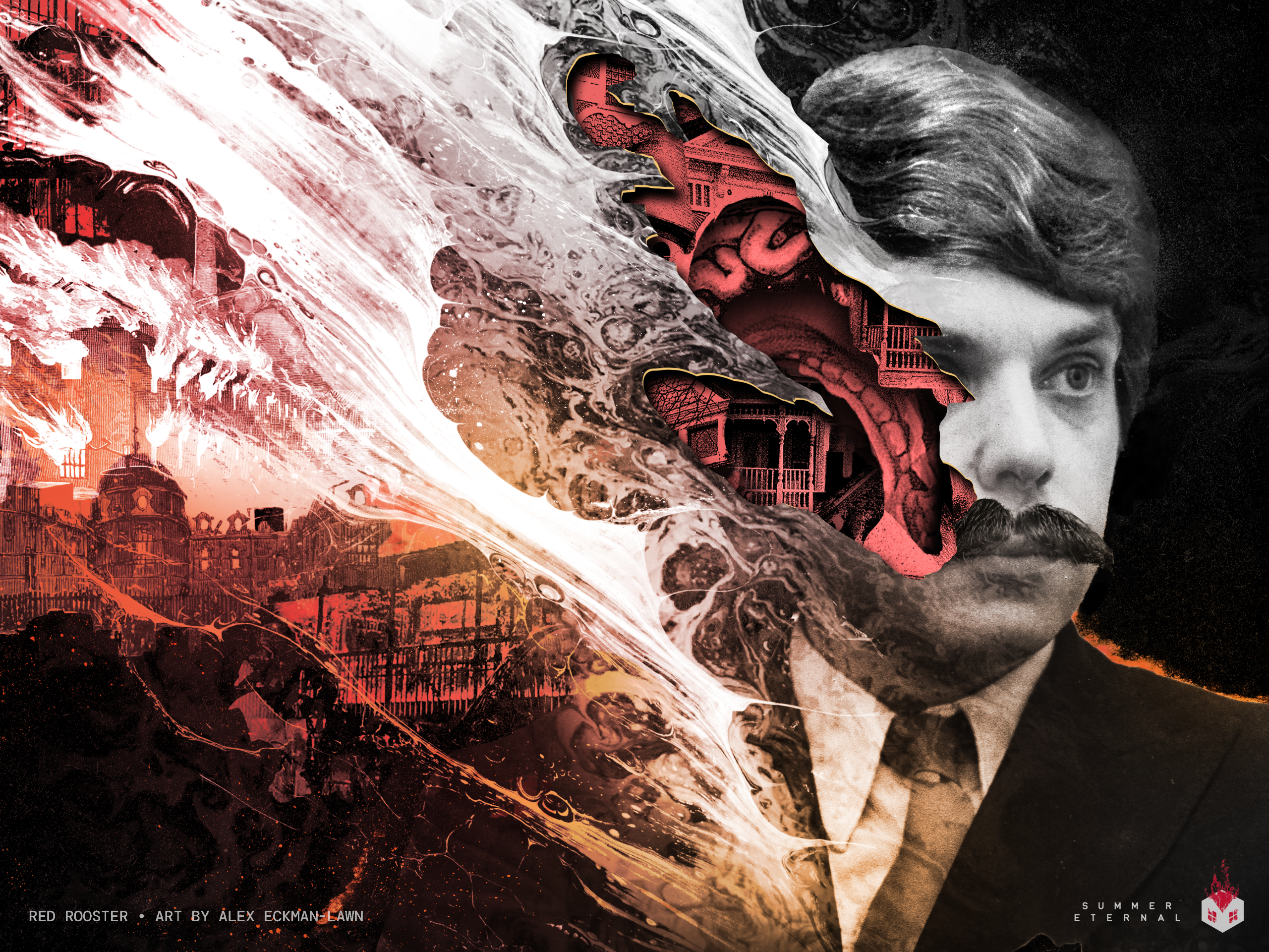 Various artworks from the Red Rooster website, depicting a vivid artstyle.
