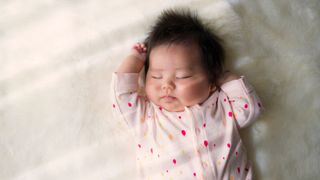 Newborn sleep schedule illustrated by Baby sleeping
