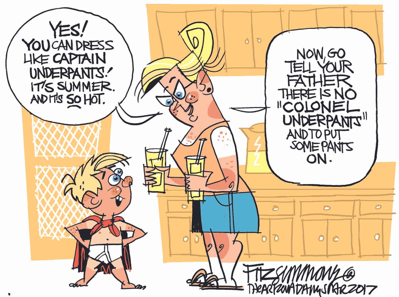 Editorial cartoon U.S. Summer heat Captain Underpants