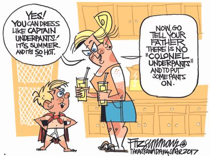 Editorial cartoon U.S. Summer heat Captain Underpants