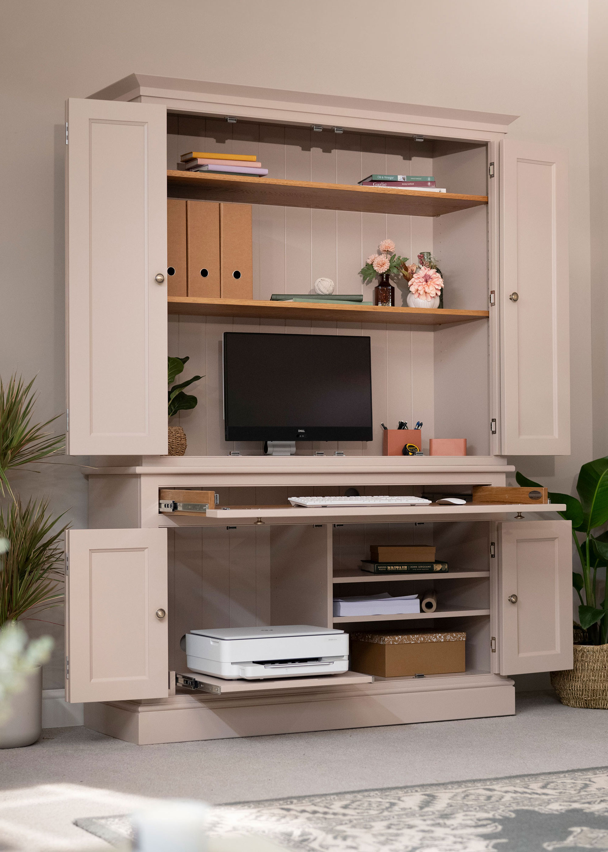 cream foldaway desk unit