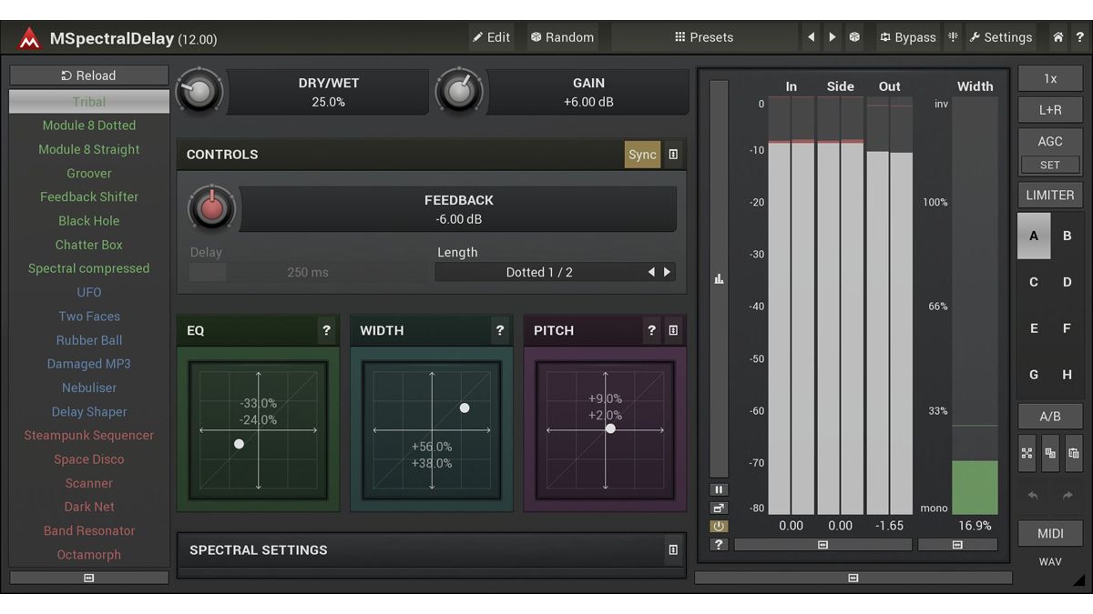 Module settings. MSPECTRALDELAY (MELDAPRODUCTION). Melda VST. Delay VST plugin. Spectral Compressor VST.