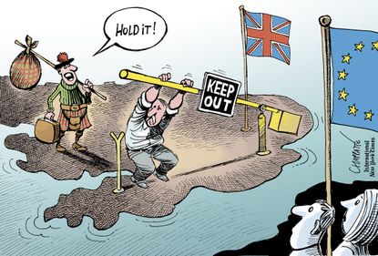 Political cartoon world Brexit Scotland