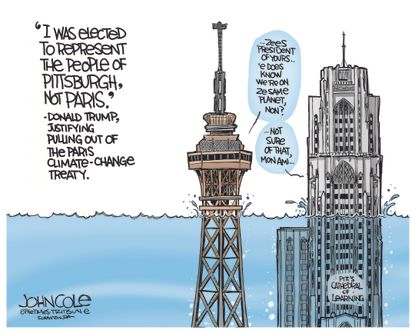 Political cartoon U.S. Trump Paris Agreement climate change&nbsp;Pittsburgh