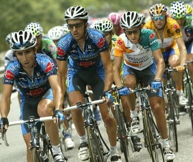 Beloki (l), Scarponi (c) and Heras (r) ride together on stage 10 in a good showing for Liberty