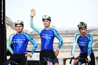 COMPIEGNE FRANCE APRIL 13 Oscar Chamberlain of Australia and Team Decathlon AG2R La Mondiale C with teammates prior to the 122nd Paris Roubaix 2025 a 2592km one day race from Compiegne to Roubaix UCIWT on April 13 2025 in Roubaix France Photo by Dario BelingheriGetty Images
