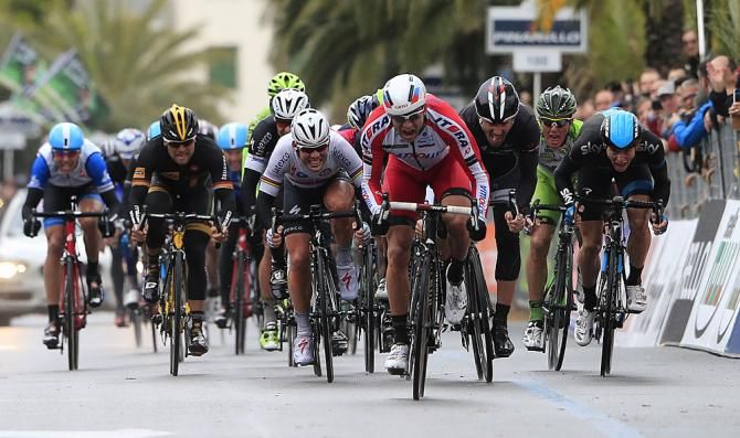 Alexander Kristoff (Katusha) leads the charge to the line
