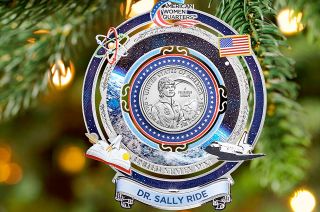 The U.S. Mint's new Dr. Sally Ride American Women Quarters 2022 Ornament features the 25-cent coin issued in honor of the late astronaut, the first American woman to fly into space.