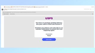 A screenshot showing an example of a phishing email from USPS