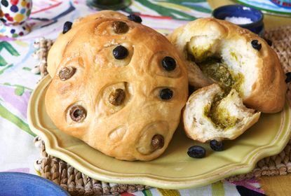 Olive and halloumi bread