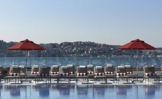 The pool terrace at Four Seasons Istanbul at The Bosphorus