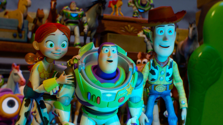 (L-R): Jessie, Buzz Lightyear, and Woody in Disney and Pixar's TOY STORY 5. Photo courtesy of Pixar. &copy; 2026 Disney/Pixar. All Rights Reserved.