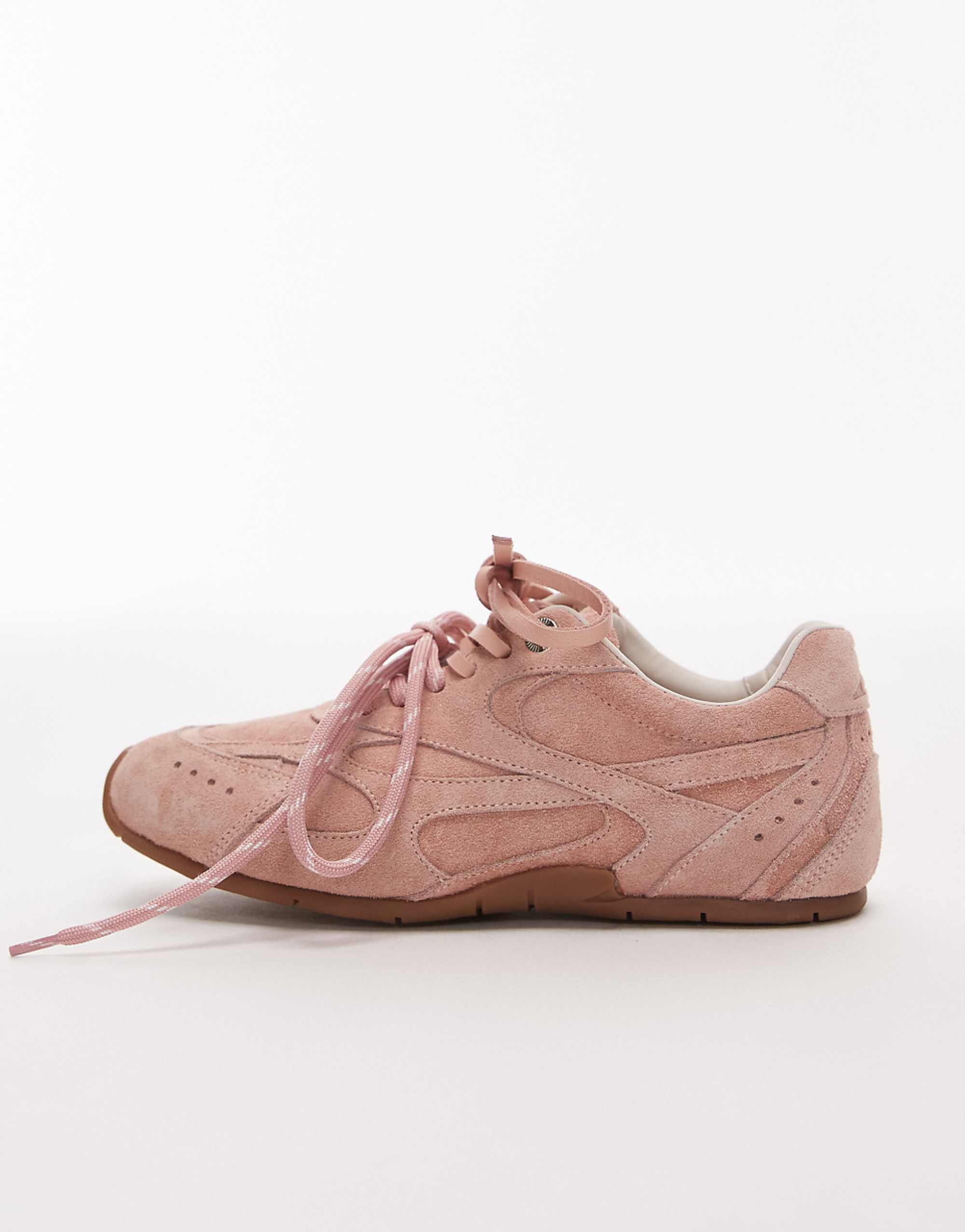 Bronx Myr-Aa Lace Up Trainers in Baby Pink Suede