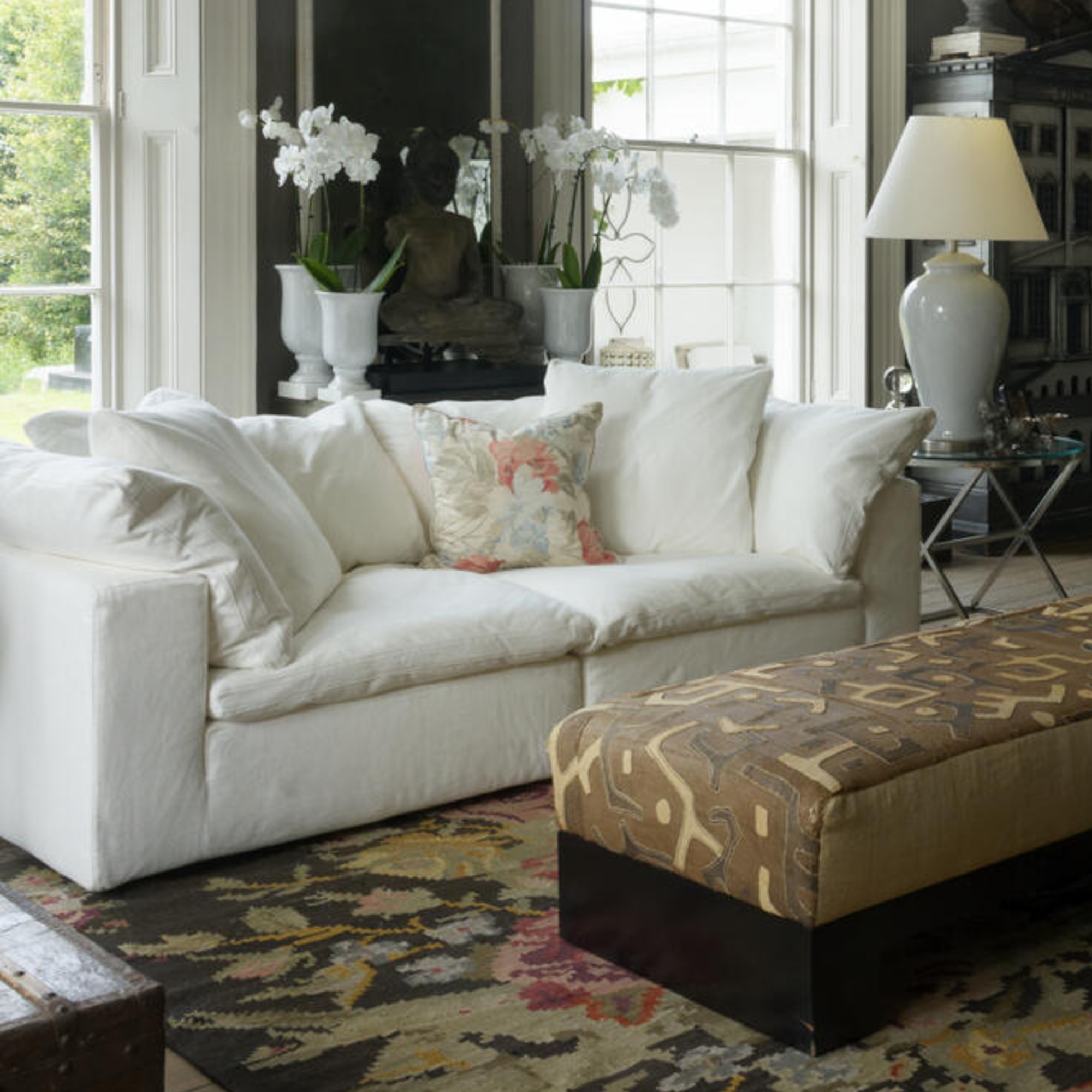 Andrew Martin Truman Large White Linen sofa