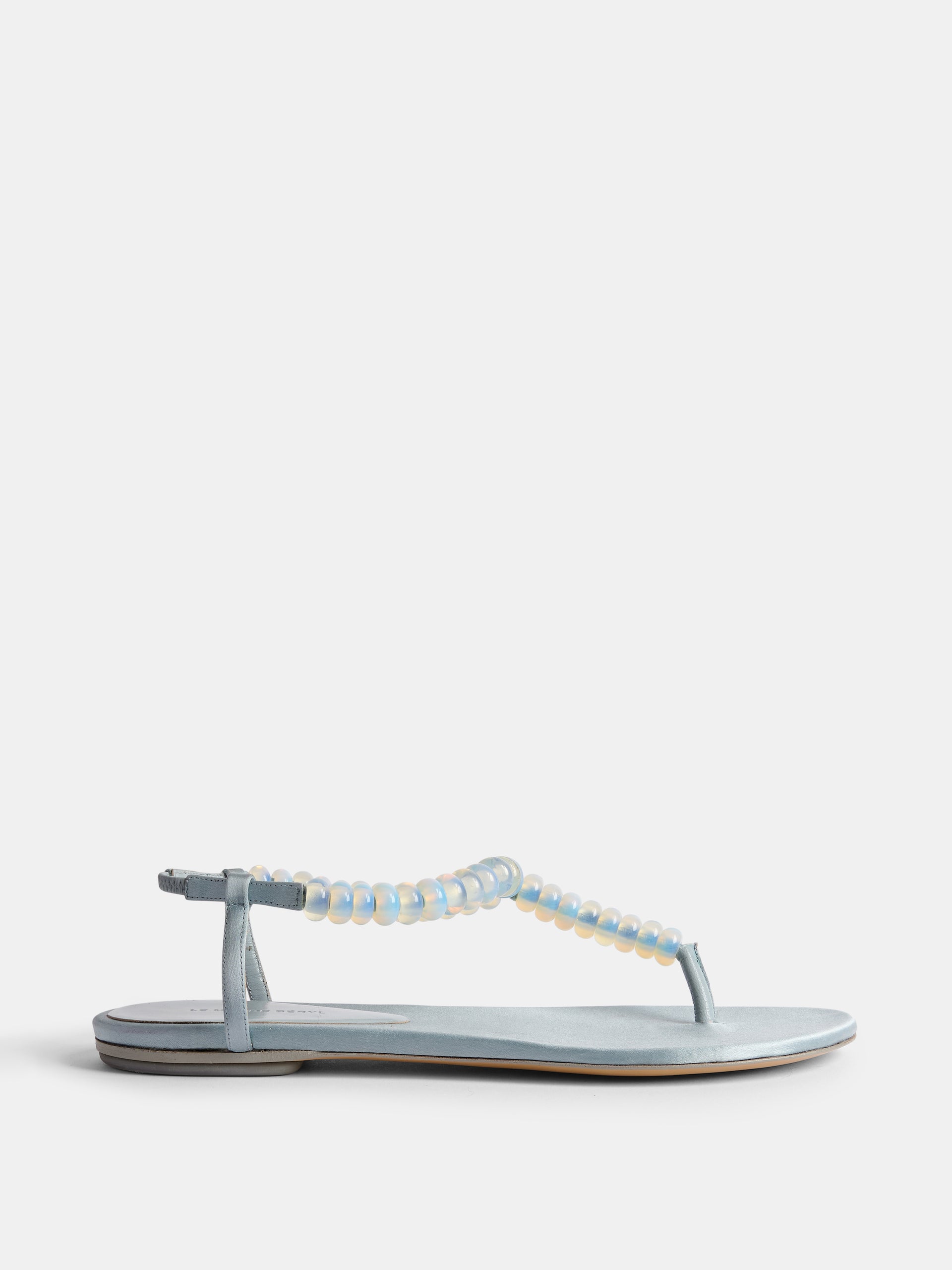 Beaded Thong / Ice Blue Satin