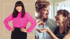 Anna Richardson and couple with house keys composite image