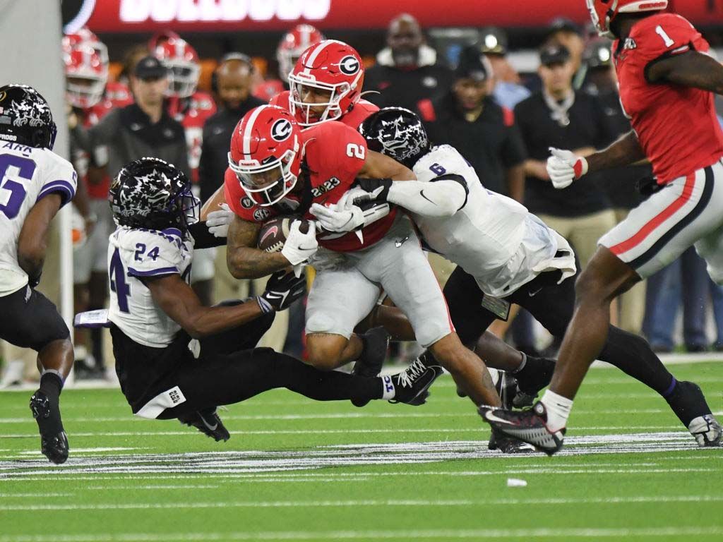 2023 CFP National Championship game in Los Angeles between Georgia and TCU