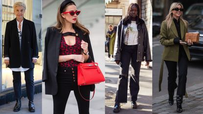 four women showing what to wear with black jeans