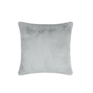 A gray faux fur cushion