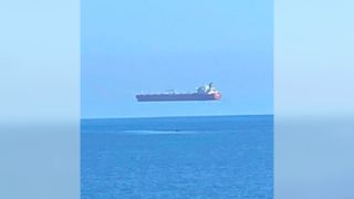 Floating ship optical illusion