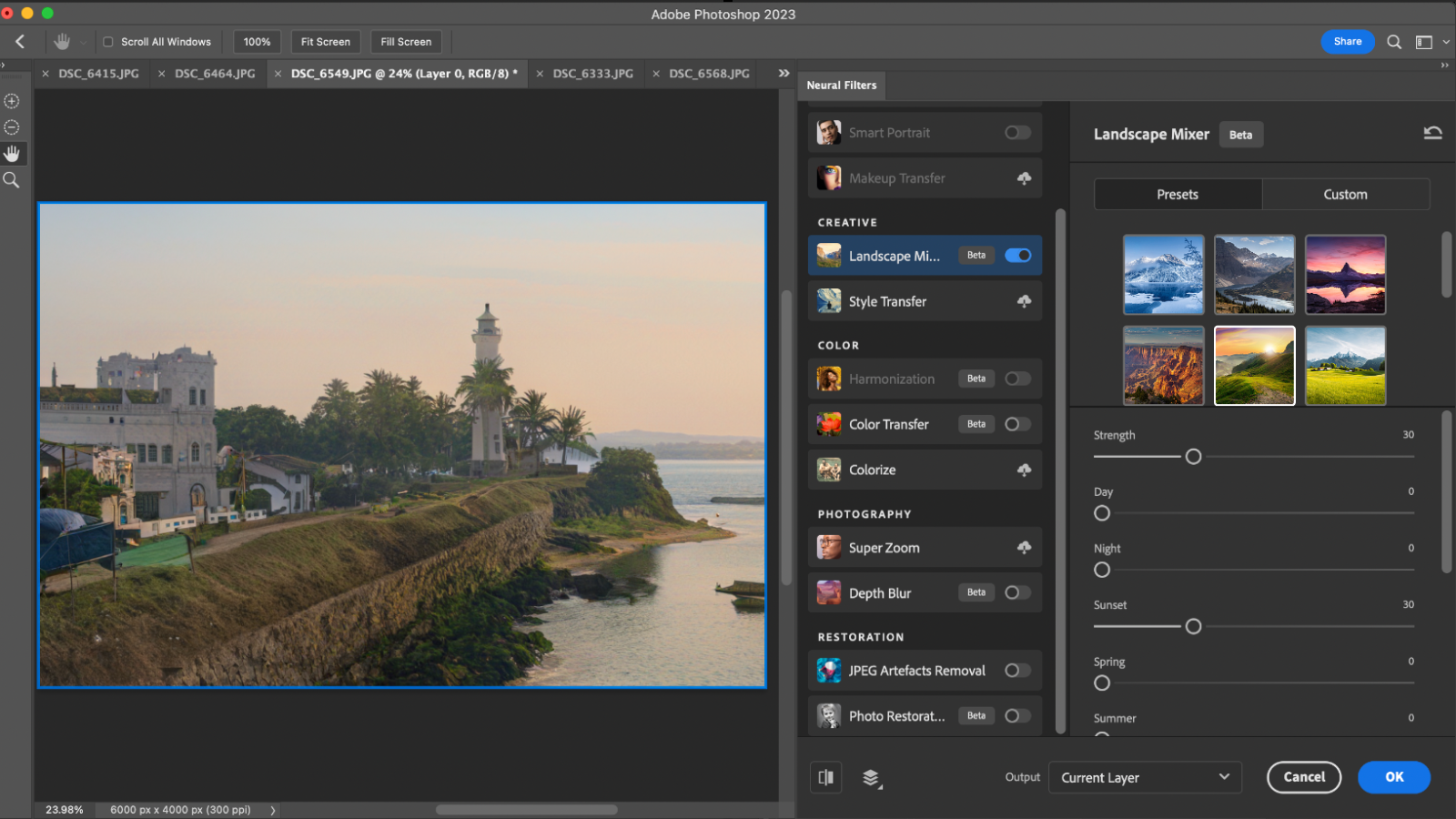 Landscape Mixer neural filter in Adobe Photoshop CC (2023)