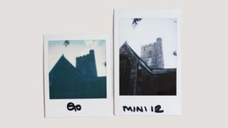 Side-by-side sample image comparisons between the Polaroid Go Gen 2 and Instax Mini 12