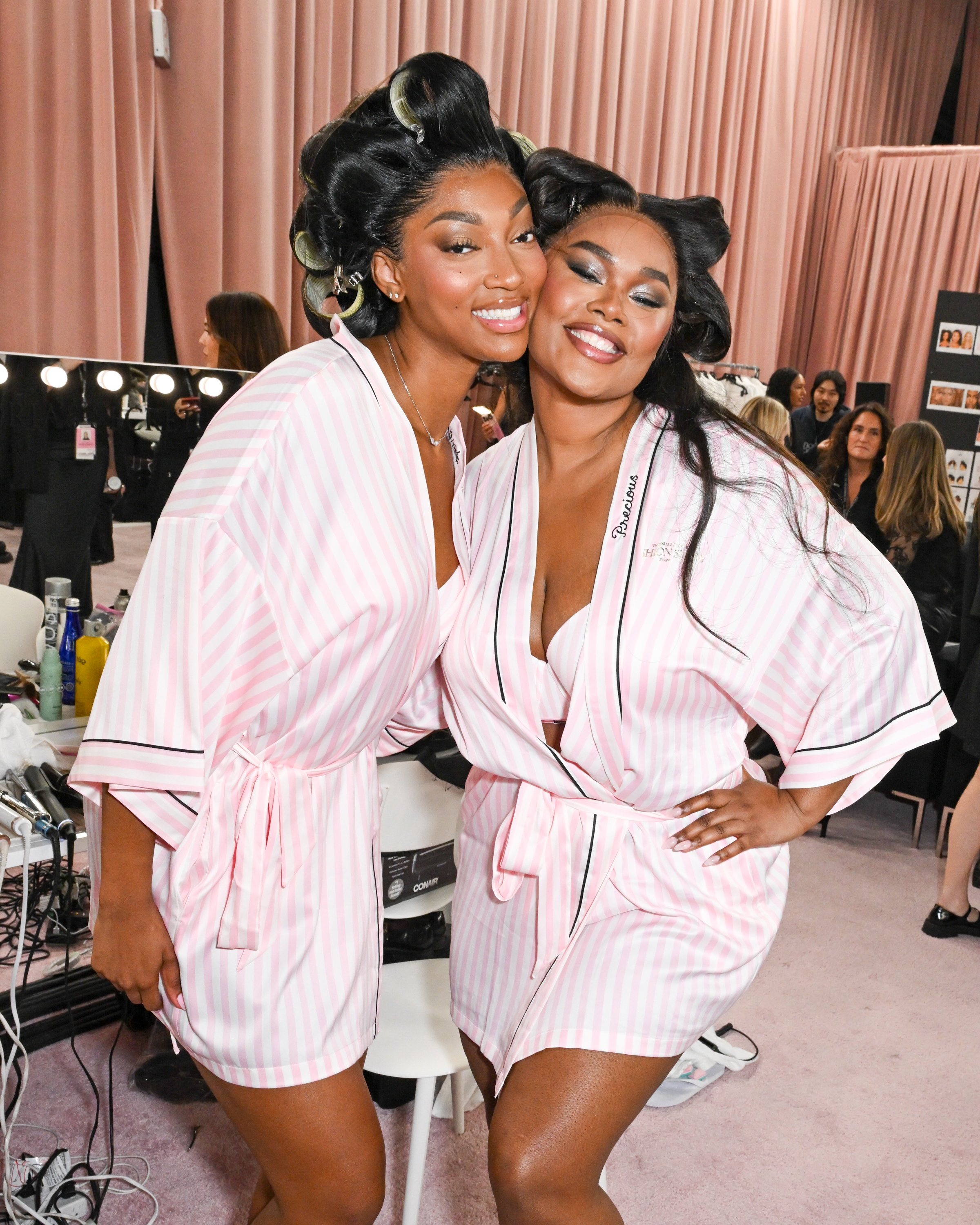 Angel Reese, Precious Lee at the 2025 Victoria&#039;s Secret Fashion Show held at Steiner Studios on October 15, 2025 in New York, New York.