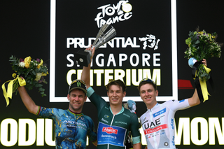 Final podium at the Tour de France Prudential Singapore Criterium 