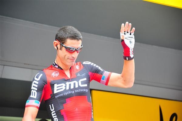 Tour de France veteran George Hincapie prepares for the start of stage 2