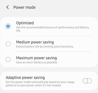 Power saving modes on Samsung One UI 2