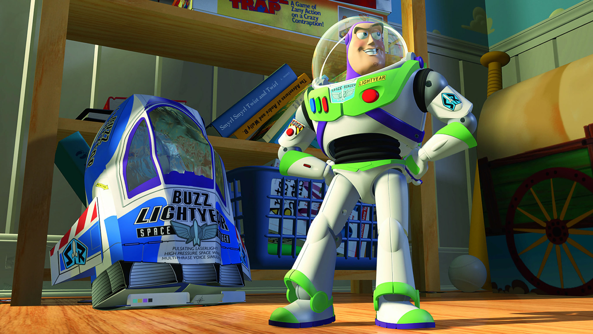 Screenshot from Toy Story showing Buzz Lightyear.