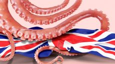 Illustration of tentacles gripping the Union Jack flag