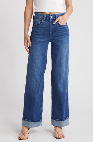 Sasha Jeans mit weitem Bein und Stretch-Denim-Manschette