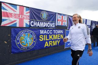 MACCLESFIELD, ENGLAND - JULY 13: Robbie Savage, Manager of Macclesfield reacts prior to the Pre-Season Friendly match between Macclesfield and Blackburn Rovers XI at Leasing.com Stadium on July 13, 2024 in Macclesfield, England. (Photo by Charlotte Tattersall/Getty Images)