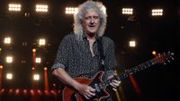 Brian May of Queen performs during Fire Fight Australia at ANZ Stadium on February 16, 2020 in Sydney, Australia.