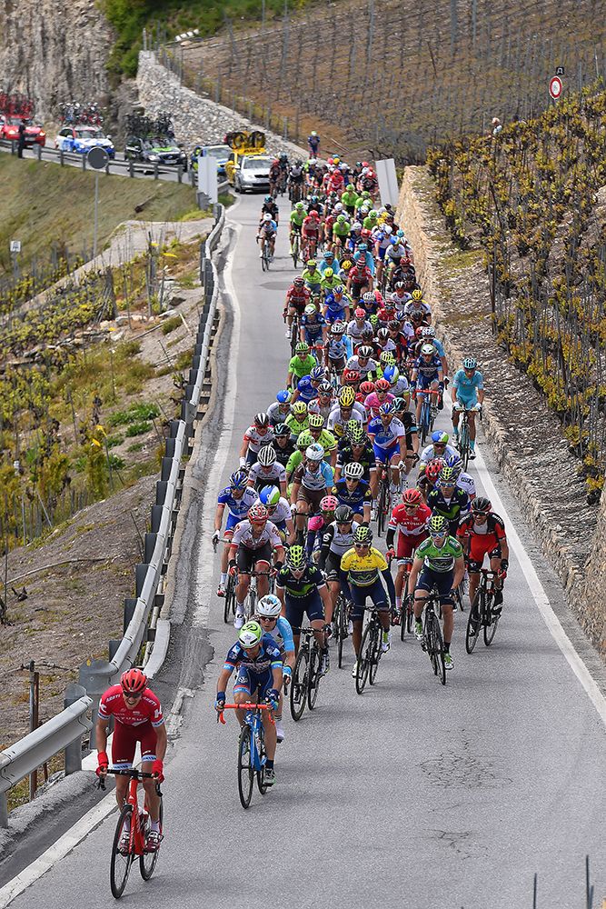 The peloton on stage 4 of the Tour de Romandie.