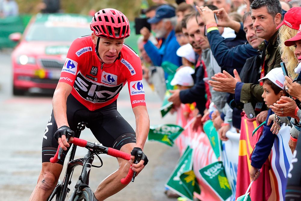 Chris Froome finises stage 17 at the Vuelta