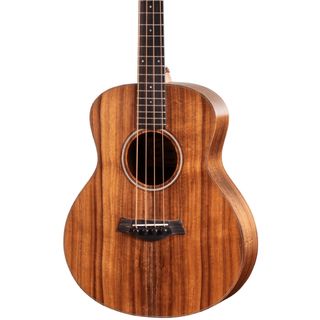 The body of a Taylor GS Mini-e Koa acoustic bass guitar