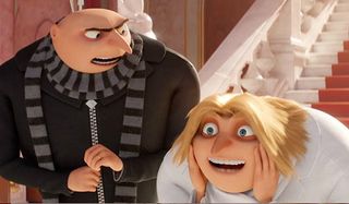 A despairing Gru and smiling Dru