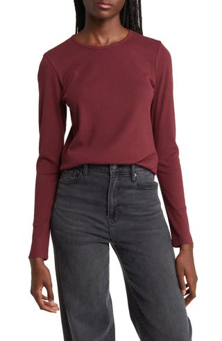 Rib Crewneck Long Sleeve Top