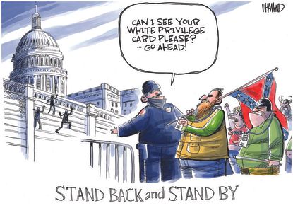 Political Cartoon U.S. Trump Capitol riot white privilege