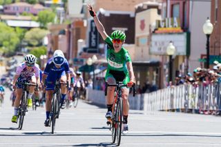 Emma White (Rally Cycling) wins the downtown criterium at Tour of the Gila