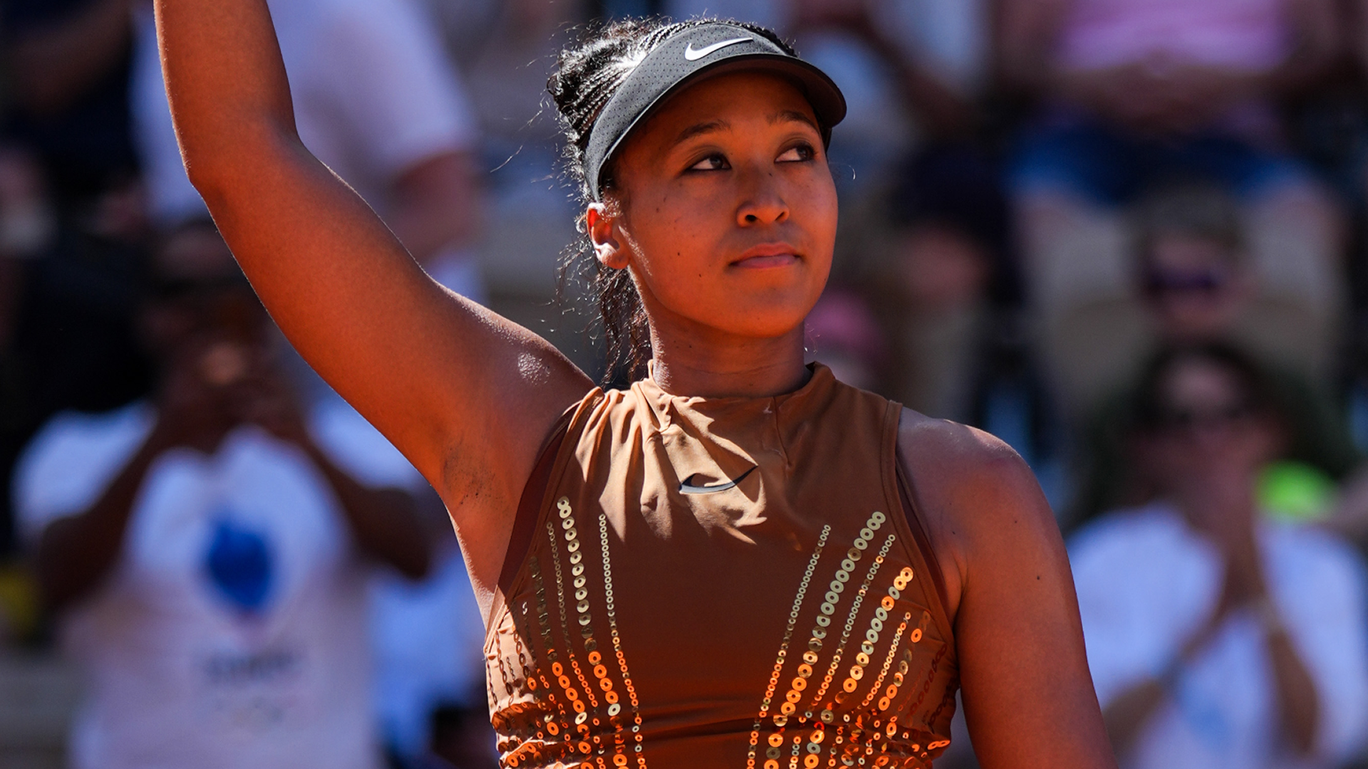 Naomi Osaka won her match at the French Open in a sequin Nike dress and a tennis outfit from Germanier