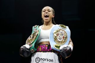 Natasha Jonas with her belts