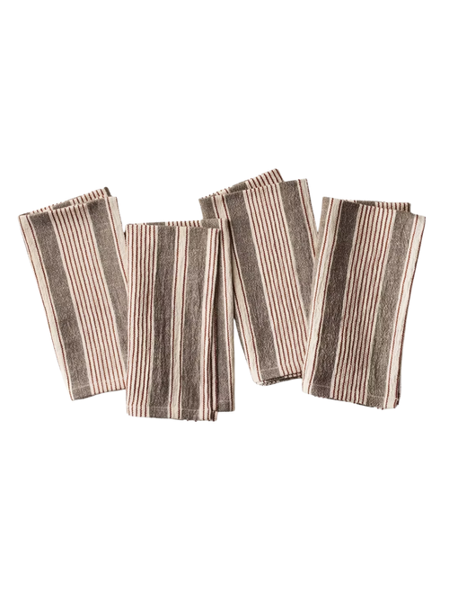 Set of 4 Cloth Napkins Toffee Striped 
