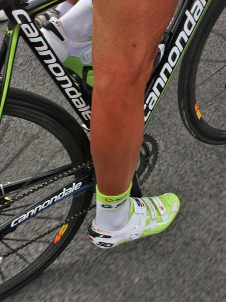 Franco Pellizotti prefers Sidi's Genius 6.6 model in a custom green to match the team colors.