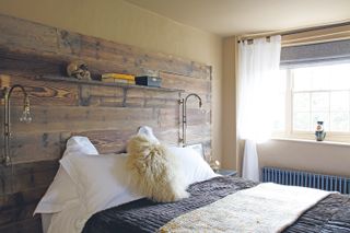 DIY headboard using floor boards