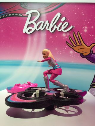 There are a lot of quadcopters on the market these days, but only one with a Barbie doll riding it like a hoverboard.