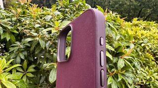 FineWoven case for iPhone 15 Pro Max showing side buttons