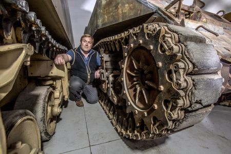 Jon Hickman keeps his military vehicles in a huge building near Stourbridge. Photographed for Country Life by Mark Williamson.